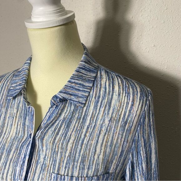 Nanette by Nanette Lapore Blue Striped Button Front Tunic Blouse Women's Size M - Picture 16 of 16